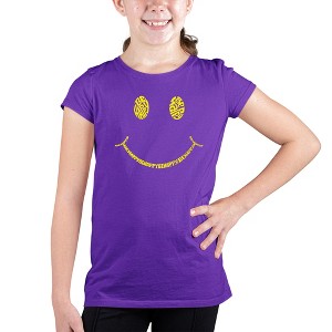 LA Pop Art Girl's Word Art T-shirt - Be Happy Smiley Face - 1 of 4