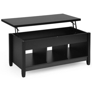 Yukimo Wood Lift Top Coffee Table with Storage Lower Shelf, Modern Lift-Top Design with Hidden Compartment and Open Shelves - 1 of 4