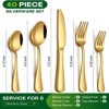 BRINJOY 40-Piece Gold Silverware Set - 8-Person Stainless Steel Flatware Set with Mirror Polish, Dishwasher Safe Cutlery Set - 2 of 4