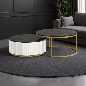 31.5" & 27.6" Round Fluted Nesting Coffee Tables - 1 of 4