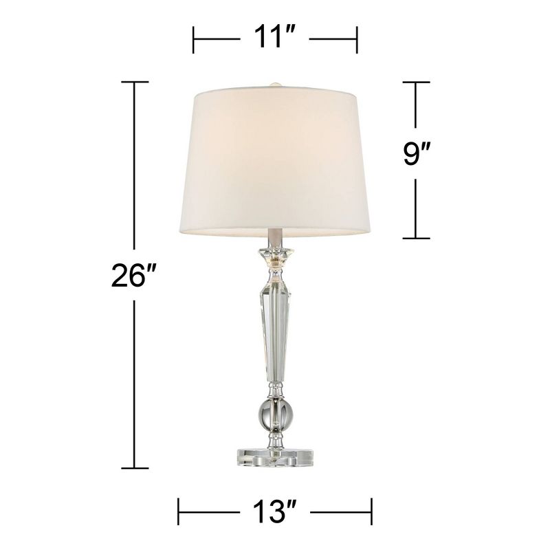 Vienna Full Spectrum Jolie Traditional Table Lamps 26" High Set of 2 Crystal Candlestick Off White Drum Shade for Bedroom Living Room Bedside Office, 4 of 8