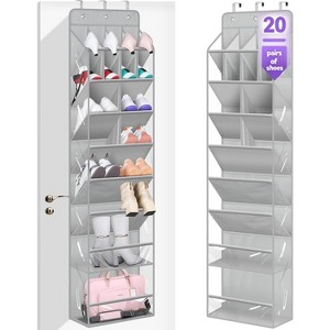 Clear Over-The-Door Shoe Organizer, Holds 20 Pairs - Large Deep Pocket Hanging Rack for Sneakers, Boots & Closet Storage - 1 of 4