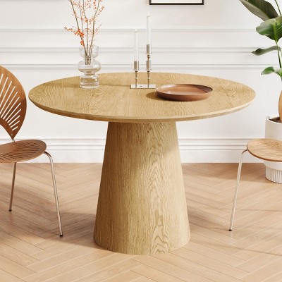 Modern 43" Round Wooden Dining Table,Dining Table With MDF Tabletop,Natural Solid Wood Small Space Living Room Dining Table-Cuddlewood