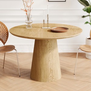 Modern 43" Round Wooden Dining Table,Dining Table With MDF Tabletop,Natural Solid Wood Small Space Living Room Dining Table-Cuddlewood - 1 of 4