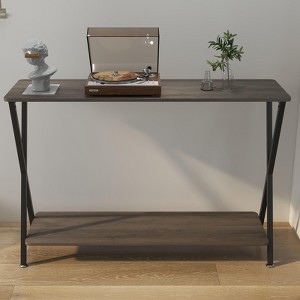 Narrow Console Table, 2-Tier Farmhouse Sofa Table with Shelves, 33.5 Inch Long Hallway Table - 1 of 4