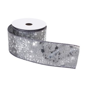 Grey Wired Ribbon, Set of 2 with 2.5" Width for Christmas Crafts and Gift Wrapping by Melrose - 1 of 3