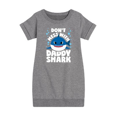 - Baby Shark - Don't Mess With Dadday Shark Graphic Short Sleeve Fleece Dress
