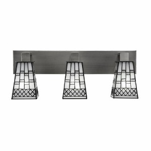 Toltec Lighting Apollo 3 - Light Vanity in  Graphite with 5" Square Pewter Art Glass Shade - 1 of 1