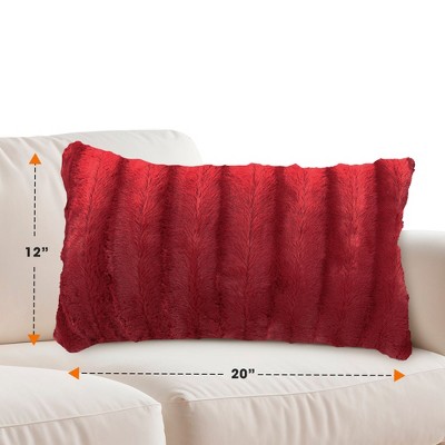 Maroon Faux Fur Decorative Throw Pillow Cover