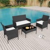 4-Piece All-Weather Patio Set - UV-Resistant PE Rattan & Rust-Proof Iron, Ergonomic Chairs, Tempered Glass Table for Indoor/Outdoor - 3 of 4