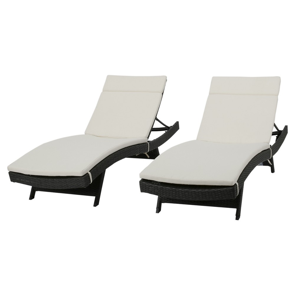 Photos - Garden Furniture Salem Set of 2 Gray Wicker Adjustable Chaise Lounge - Beige - Christopher