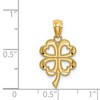 Black Bow Jewelry 14k Yellow Gold Diamond Cut Four Leaf Clover Pendant, 11mm (7/16 inch) - 4 of 4