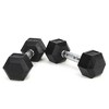 Naysaye Dumbbell Set of 2 15LBS Hex Dumbbell with Chrome Plated Knurled Handle Rubber Coated Solid Cast Iron for Home Gym, Silver, 12"*5"*5" - 2 of 4