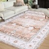 Washable Vintage Floral Print Chenille Living Room Rugs, Distressed Print Non Slip Bedroom Carpet, Retro Accent Floor Cover - 4 of 4