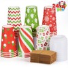 Joyfy 16 oz Christmas Hot Cups with Lids & Sleeves – Holiday Designs, Christmas Disposable Coffee Cups - 2 of 4