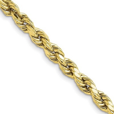 Black Bow Jewelry 5.5mm 10K Yellow Gold Hollow Diamond Cut Rope Chain Necklace