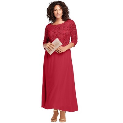 Roaman's Women's Plus Size Lace Popover Gown