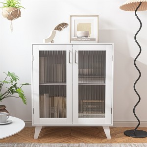 White Sideboard Buffet Cabinet with Metal Doors, Free Standing Decorative Accent Cabinet, Small Sideboard for Entryway, Living Room, Hallway - 1 of 4