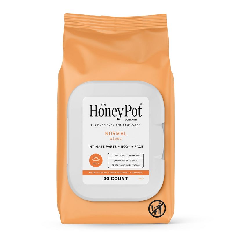 The Honey Pot Company, Normal Feminine Cleansing Wipes, Intimate Parts, Body or Face, 1 of 14