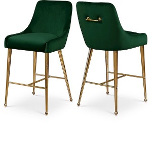 Meridian Furniture,Owen Green Velvet Stool, Set of 2 - 1 of 4