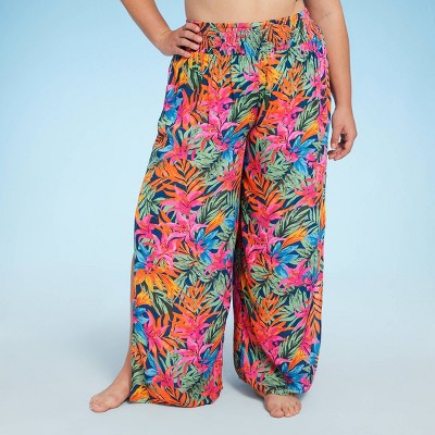 Women's Smocked Waist Side Slit Cover Up Pants - Kona Sol™ : Target