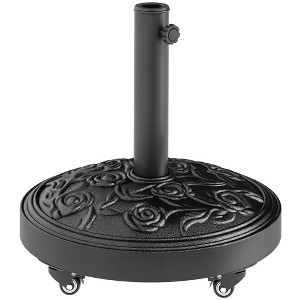 Outsunny Patio Umbrella Base, 46 lbs Umbrella Base with Wheels, Outdoor Umbrella Stand for 1.3"/1.5"/1.9" Poles for Outdoor, Lawn, Poolside - 1 of 4