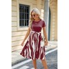 Women's Short Sleeve Round Neck A Line Dress Belted Fit and Flared Midi Summer Dresses Teacher Dress Irregular Stripes Dress - 3 of 4