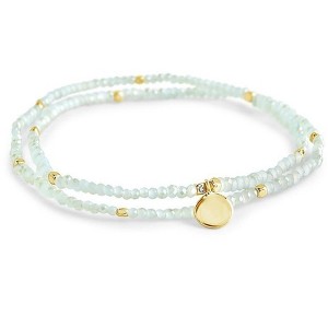 SHINE by Sterling Forever Mint Beaded Disk Stretch Bracelet Gold - 1 of 3