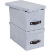 Bigso Silvia Organizational Storage Box | Photo Storage Box with Leather Handle | Decorative Storage Boxes with Lids | 5.9″x6.5″x11.6″ | 2 Pack - 3 of 4