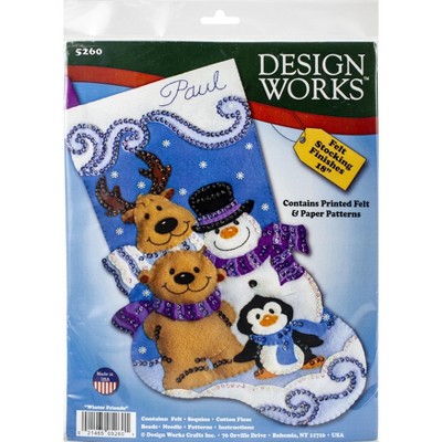 Design Works Felt Stocking Applique Kit 18" Long-Winter Friends