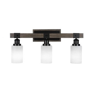 Toltec Lighting Tacoma 3 - Light Vanity in  Black/Painted Wood with 4" White Matrix Shade - 1 of 1