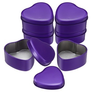 Unique Bargains Heart-Shaped Tinplate Candy Candle Cookie Storage Boxes with Lid 6 Pcs - 1 of 4