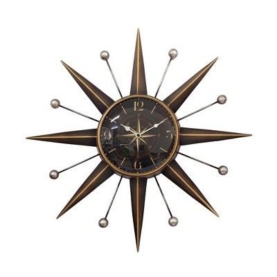 VIP Metal 23.62 in. Multicolor Sunburst Flourish Wall Clock