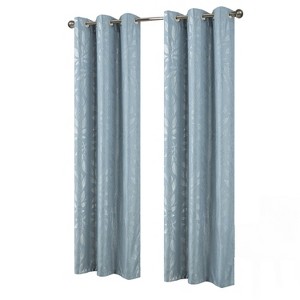RT Designers Collection Bexley Foil Jacquard Polyester Grommet 2 Pack Window Curtain Panel Set 36" x 84" Wedgewood - 1 of 4