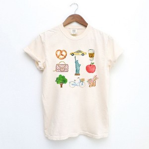 Simply Sage Market Women's New York Travel Collage Short Sleeve Garment Dyed Tee - 1 of 4