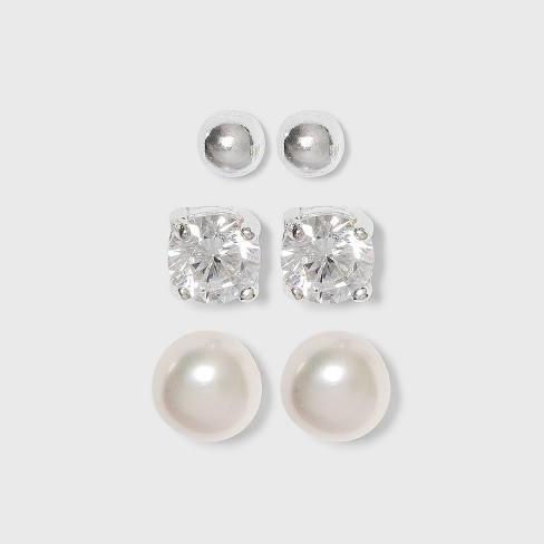 Gold Pearl & Diamante Stud Earring Pack