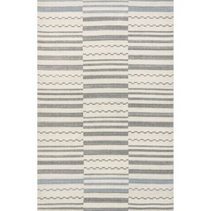 Nuloom Emika Striped Hand Woven Cotton Indoor Area Rug 5' x 8' in Light Gray - 1 of 4