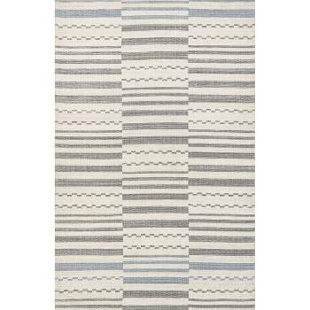 nuLOOM Emika Striped Hand Woven Cotton Area Rug 5' x 8' in Light Gray