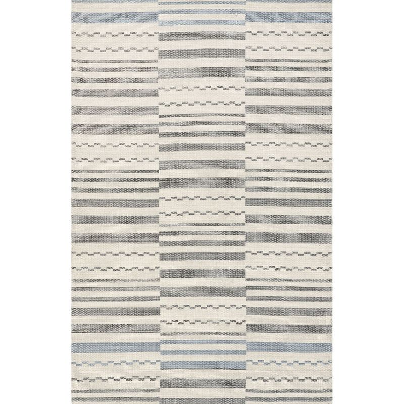 nuLOOM Emika Striped Hand Woven Cotton Area Rug 5' x 8' in Light Gray, 1 of 10