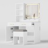 ACEPANO 51.1 in. H Vanity with Mirror, Cabinet Drawers, Shelves & Storage Stool for Bedroom-White - 4 of 4