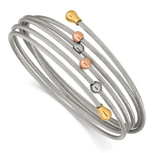 Chisel Stainless Steel Polished Rose and Yellow IP-plated Flexible Coil Bangle - 1 of 4