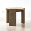 Vynxaria Contemporary Round End Table Oak Finish, Rubberwood Structure, Oak Veneer & Engineered Wood, Plinth Base - 3 of 4