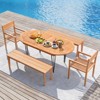 Tangkula 71" Patio Dining Table 6 Person Large Oval Table w/ Teak Wood Tabletop - 3 of 4