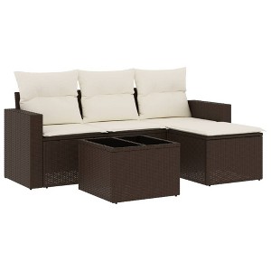 vidaXL Garden Sofa Set Brown Poly Rattan Modular Garden Sofa Set - 1 of 4