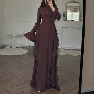 cocktail & party maxi dress for women YESFASHION Women's Elegant Bell Long Sleeve Turlneck Ruffle High Rise A Line Prom Gown Wedding Long Dress M Brown : Target TH&TH Grace Bridesmaid Dress Size:Pre-order Size 5T-6 final-sale::true Long sleeve Long Sleeve Product Type