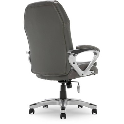 ErgoExec High-Back Swivel Executive Chair in Light Gray Mesh & Faux Leather