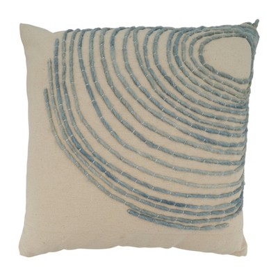 Saro Lifestyle Swirl Embroidered Pillow - Poly Filled, 20" Square, Blue