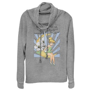 Juniors Womens Peter Pan Tinker Bell Magic is Real Tarot Card Cowl Neck Sweatshirt - 1 of 4