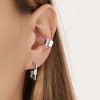 SHINE by Sterling Forever Square CZ Carabiner Clip Huggie Hoops - 2 of 3