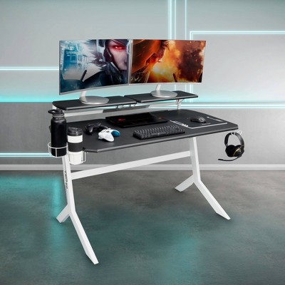 Lavish Home Gaming Computer Desk With Cup Holder, Headphone Hanger, Cable  Management, Black : Target